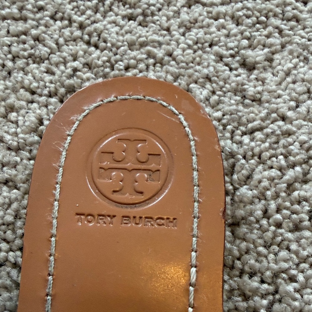 Tory Burch Anchor T Metallic Gold Slide Sandals - Picture 2 of 11